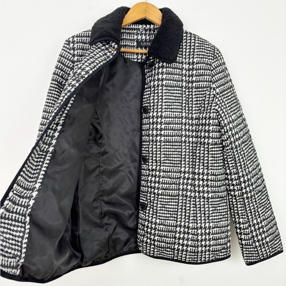 Lauren Ralph Lauren Plaid Quilted Sherpa Collar Button Down Jacket Size Large - Picture 8 of 16